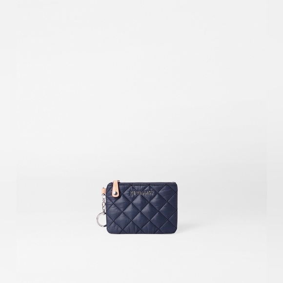 MZ Wallace Flat Metro Key Pouch Dawn Navy Quilted Wallet - Picture 1 of 6